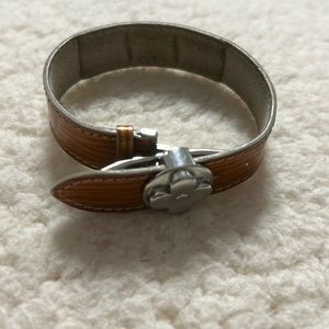 Louis Vuitton Cyber Epi Bracelet Orange Silver Tone Hardware W/ Dust bag